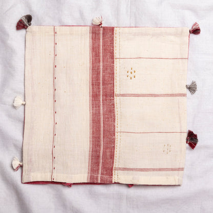 Set di 2 copricuscini federe in cotone colore rosso e bianco 30x30CM