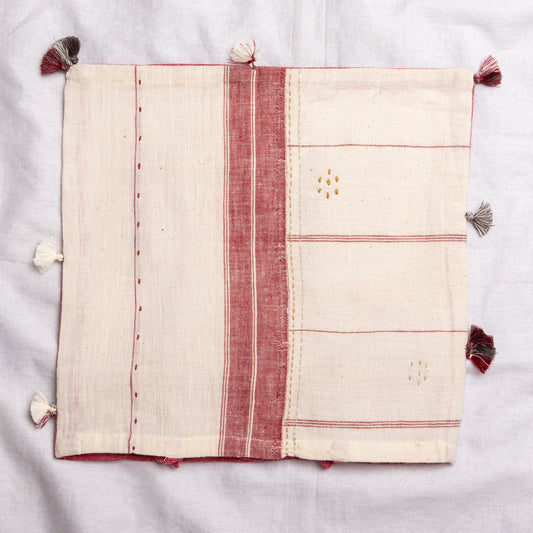 Set di 2 copricuscini federe in cotone colore rosso e bianco 30x30CM